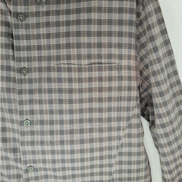 John Varvatos Star Gray Plaid Long Sleeve Button Up Mens Grunge Shirt siz Medium - Picture 8 of 14